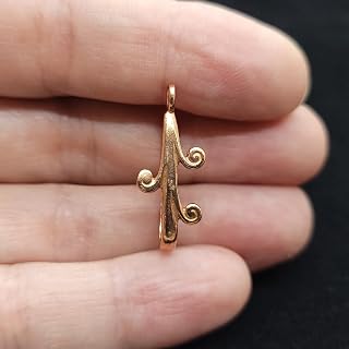 Decorative Donut Pinch Bail with Swirl Design, 16mm x 6mm Grip, Gold, Shiny Brass, Copper, Antique Brass, Silver, or Rhodium Plated Brass,1 Piece (Copper Plated Brass)