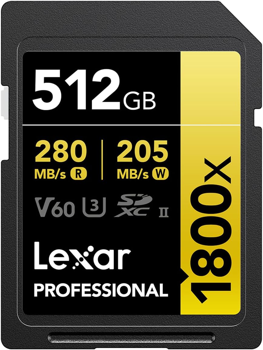 Lexar Gold Series Professional 1800x 512GB UHS-II SDXC Memory Card