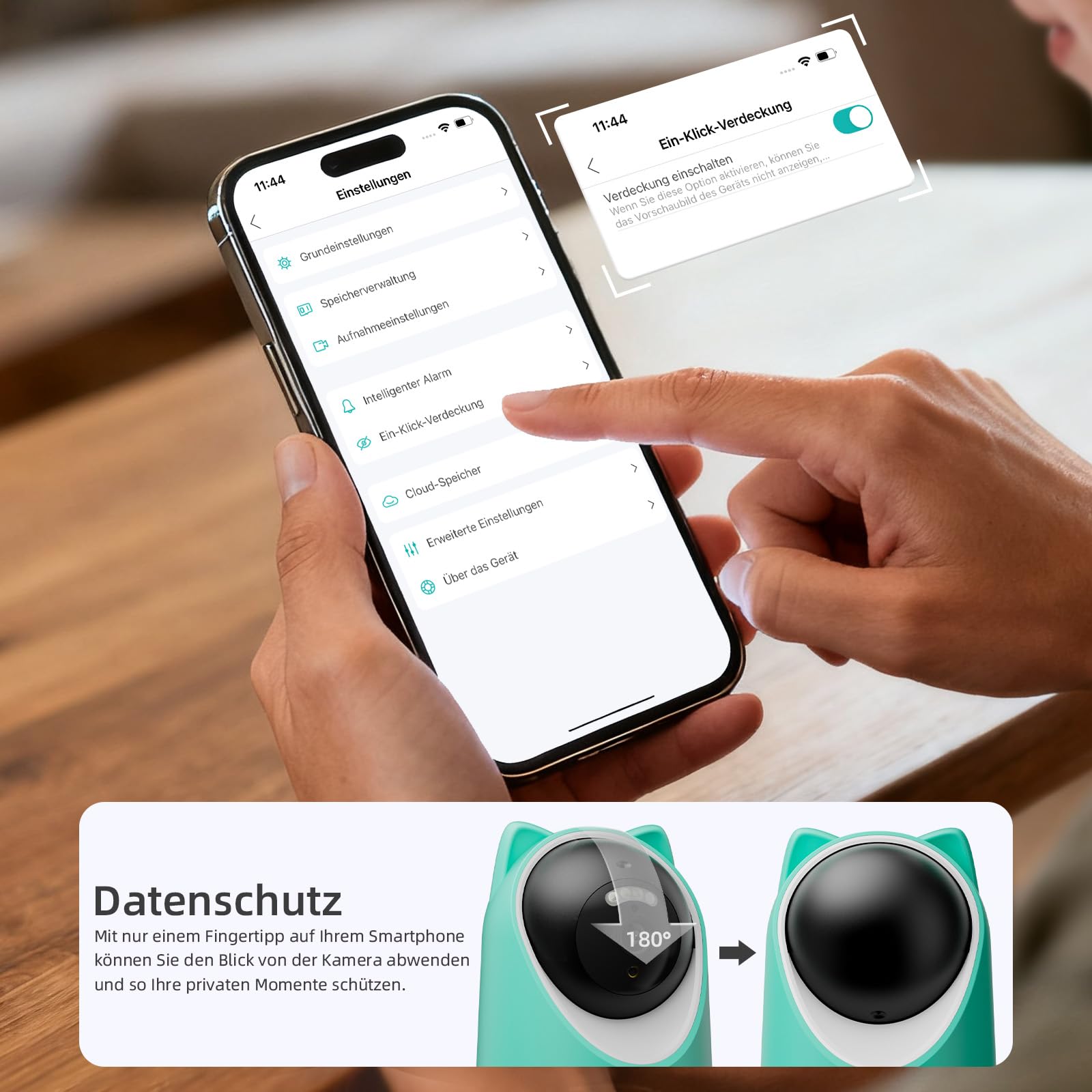 ASFSKY Katzen Kamera Pet Camera with App, Haustierkamera mit App Katzenkamera Heimtierkameras mit Auto-Tracking, Physische Abdeckung für Datenschutz, Bewegungsmelder, Nachtsicht, Audio