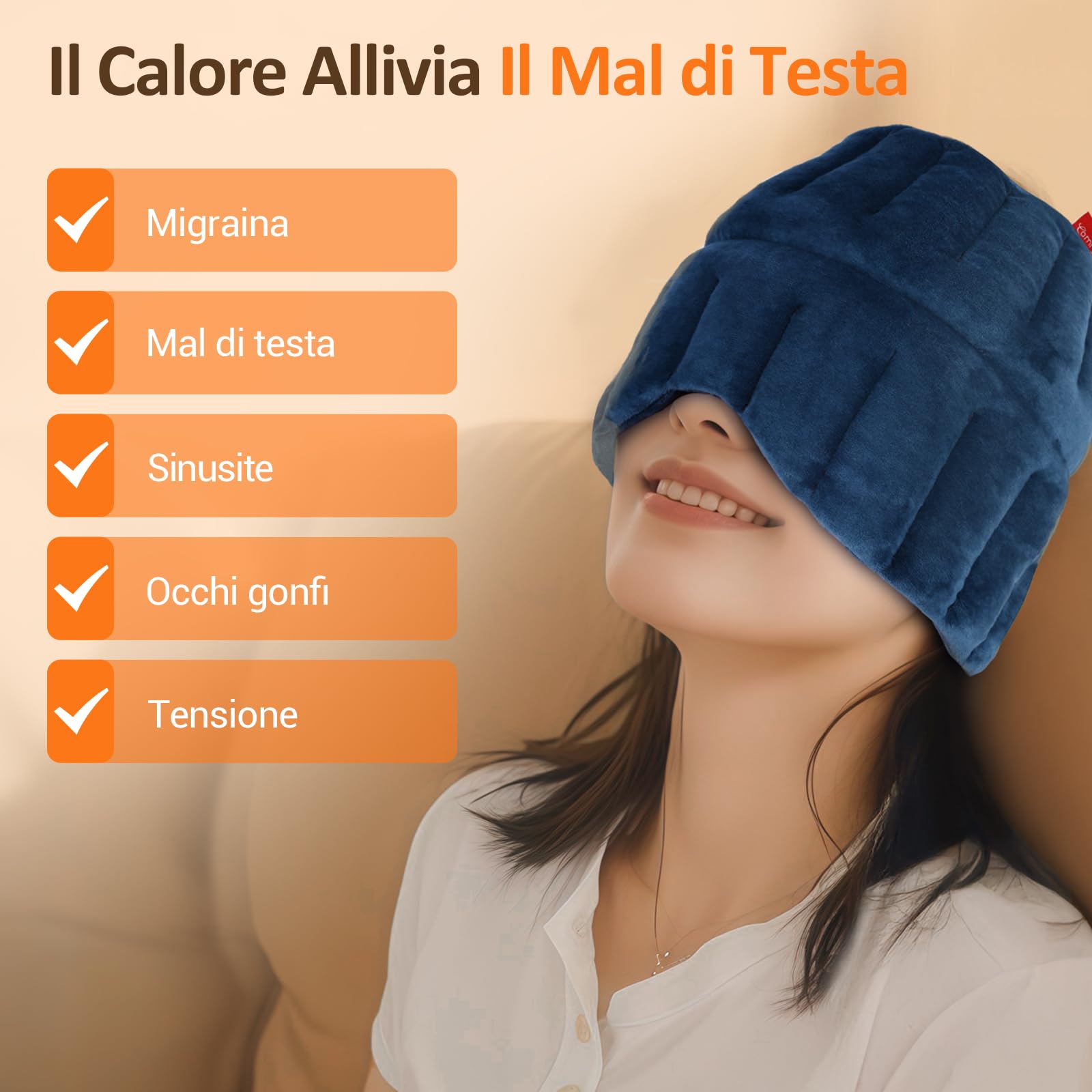 Comfytemp Cappello Riutilizzabile per Emicrania e Fascia Mal di Testa, Alleviare la Pressione Sinusale, Mal di Testa Tensivi e Affaticamento Degli Cchi, Maschera Termica per Gli Occhi
