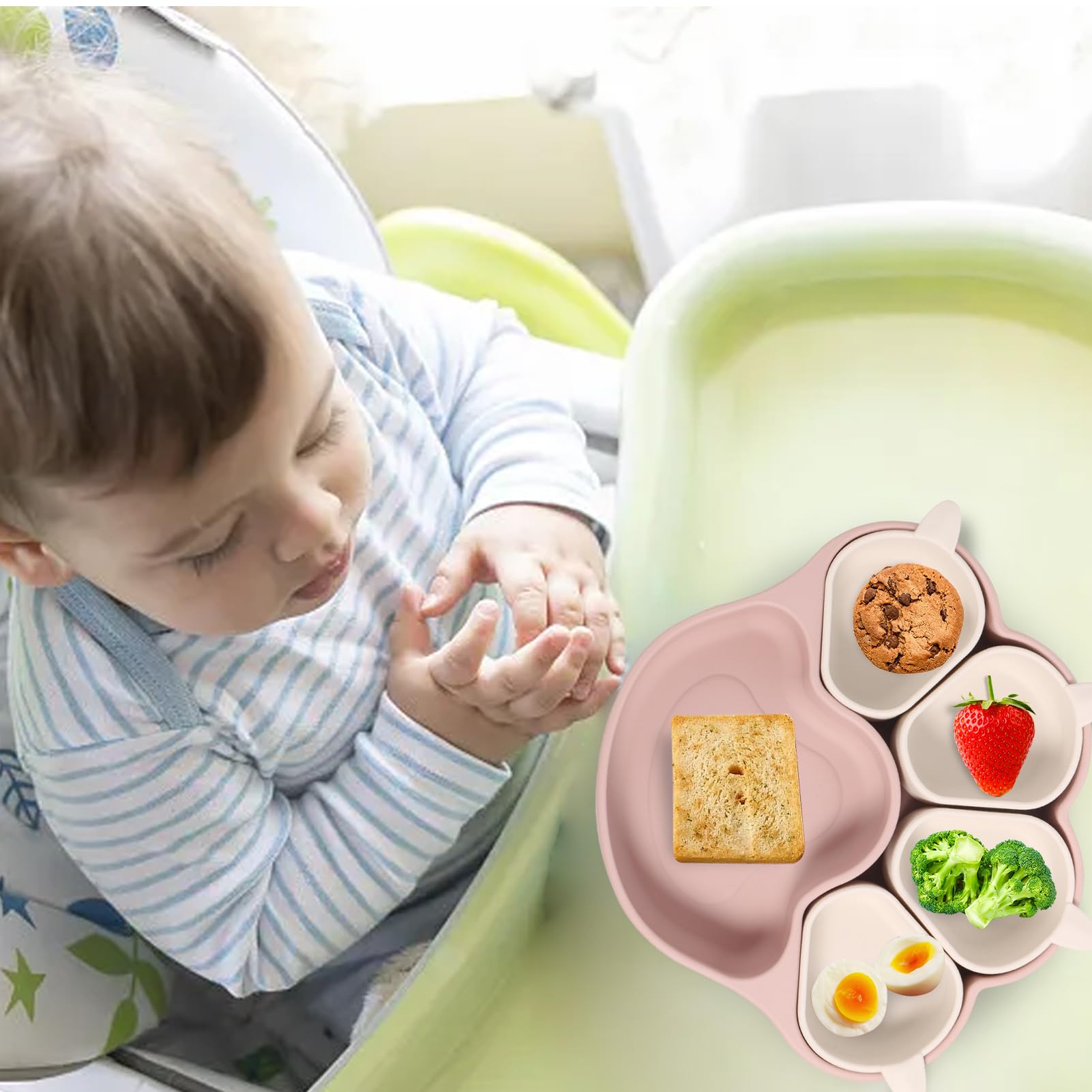 Baby Car Suction Plate | Paw-Shaped Baby Suction Plate | Car-Shaped Suction Plate for Baby | Baby Suction Plate with Car Design, Paw Print Suction Plate, Non-Slip Baby Suction Plate