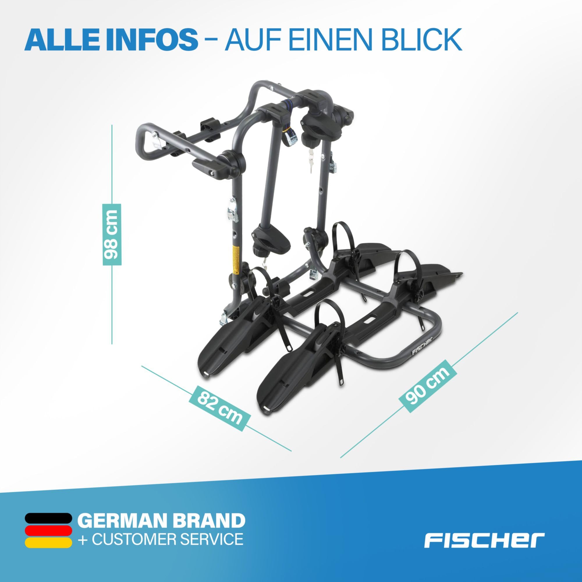 Fischer 10444 Porte-vélos arrière, pour Le Montage sur Le Coffre de véhicule, Noir
