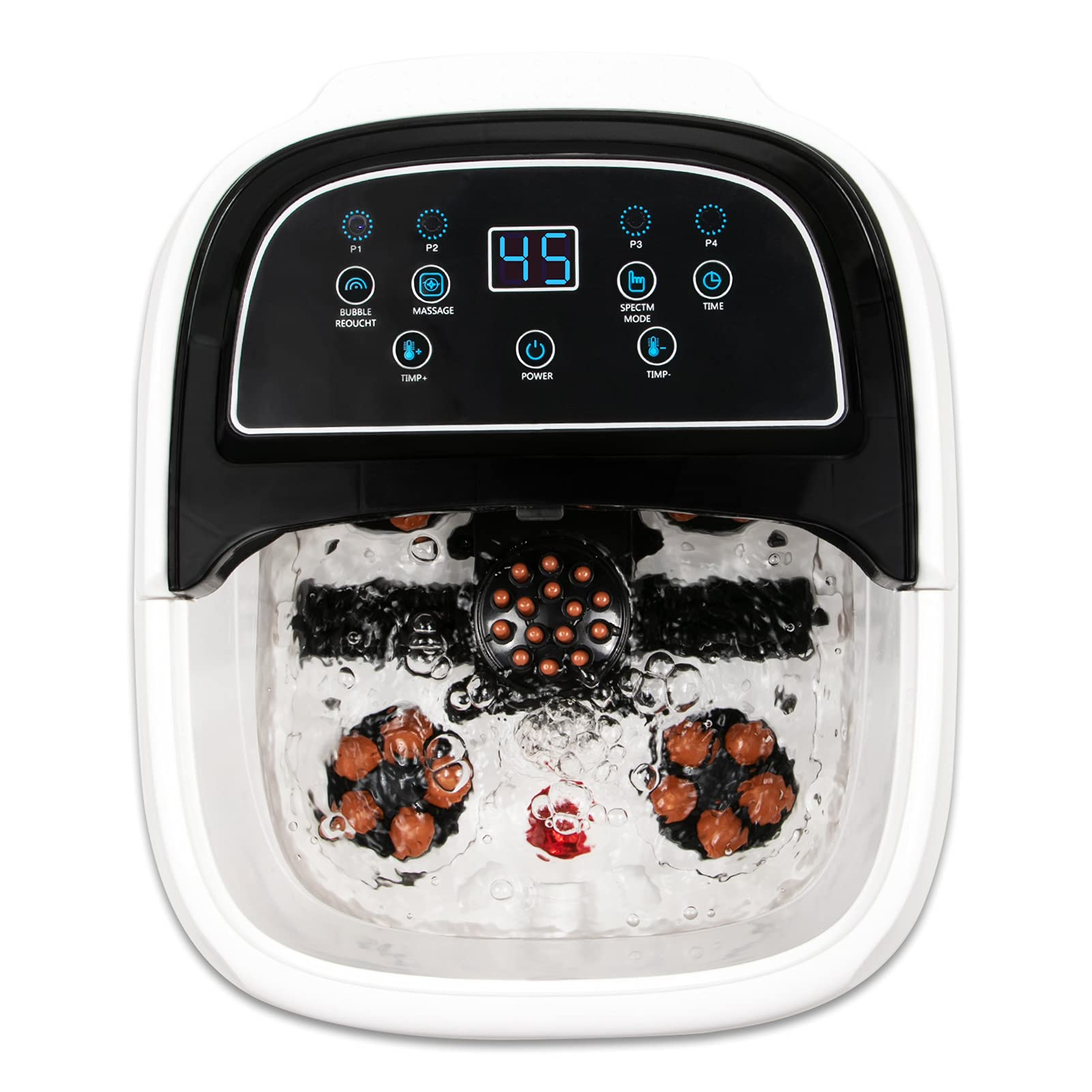 Foot Spa Bath Massager with Heat, Bubbles, and Vibration, Digital Temperature Control Pedicure Foot Soak, 30 Masssage Rollers and Infrared Sterilization, Soothe and Comfort Foot Massager Machine