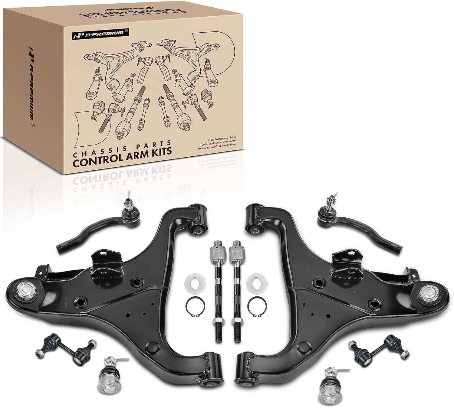 A-Premium Set of 10, Front Lower Control Arm, Sway Bar Link, Upper Ball Joint, Inner Outer Tie Rod End, Compatible with Nissan Pathfinder Armada 04, Titan 04-15, Armada 05-15, Infiniti QX56 04-10