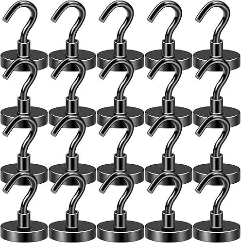 DIYMAG Ganchos magnéticos negros, imán fuerte de 80 libras con ganchos, ganchos magnéticos de neodimio de tierras raras fuertes para colgar,
