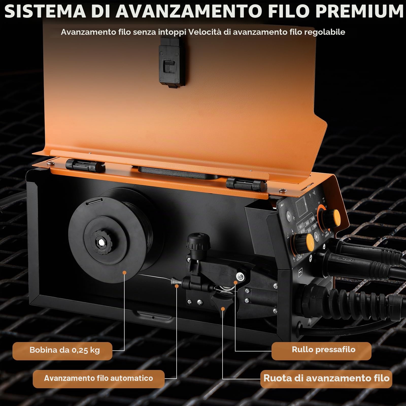 Saldatrice a Filo Continuo 140A 230V, 3 In 1 Multifunzione Saldatura MIG no Gas, ARC MMA, Lift TIG, IGBT Inverter, Saldatrice Portatile, con Display Digitale, Filo Animato da 0.8mm, Maschera, IP 21S