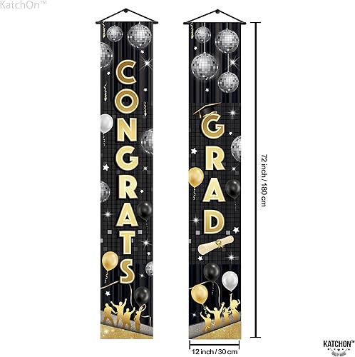 Miniatura 2 de KatchOn, Cartel grande para puerta de graduación  72 x 12 pulgadas  Cartel de felicitación para decoraciones de graduación de clase de 2024 negro y