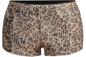Women's Leopard Y2K Print Short Vintage Sequined Track Shorts