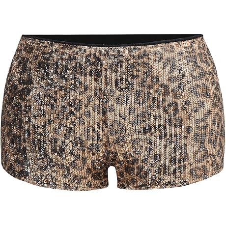 Women's Leopard Y2K Print Short Vintage Sequined Track Shorts