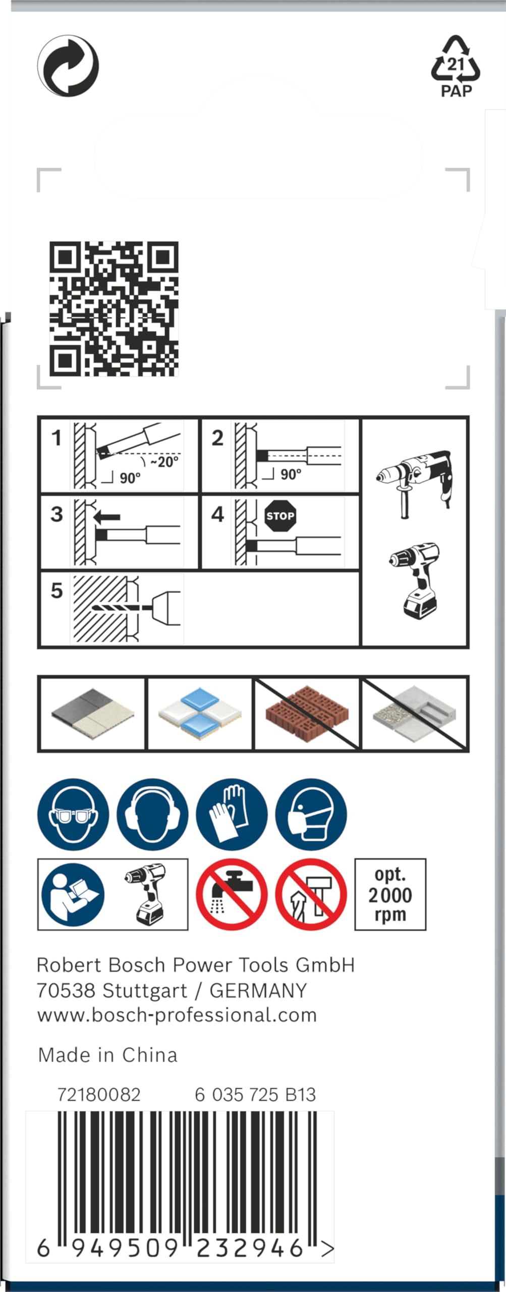 Bosch Professional Set di 3 punte diamantate Expert for Ceramic (per Piastrelle dure, Pietra dura, Pietra morbida, Ø 6/6/8 mm, Accessori Trapano)