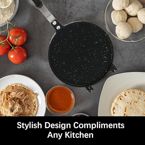 Miniatura 7 de Molde de prensa de tortilla de 6.5 pulgadas, antiadherente para hacer rollos de huevos con mango de baquelita, sartén de aluminio resistente para