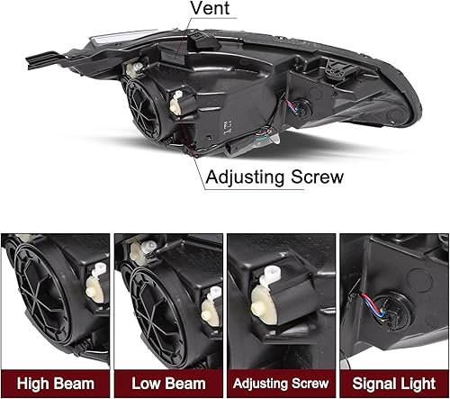 Miniatura 3 de JSBOYAT Bombillas incluidas de repuesto para faros delanteros halógenos para Chevy Malibu Sedan OE 2016 2017 2018 estilo fábrica faro delantero lado