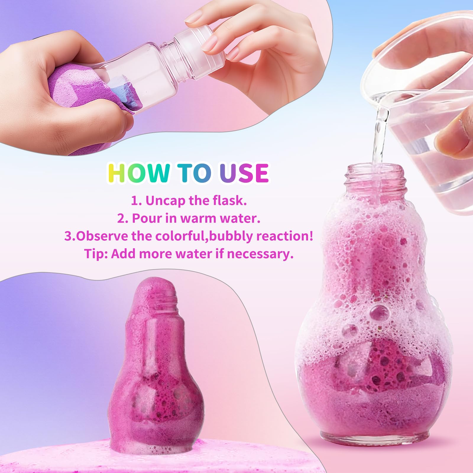 Bombes de Bain pour Enfants, Kit de Bombes de Bain Magic Potion Bottle, Bombes de Bain Moussantes Naturelles et Biologiques, Cadeau d'anniversaire et de Noël pour Filles et Garçons