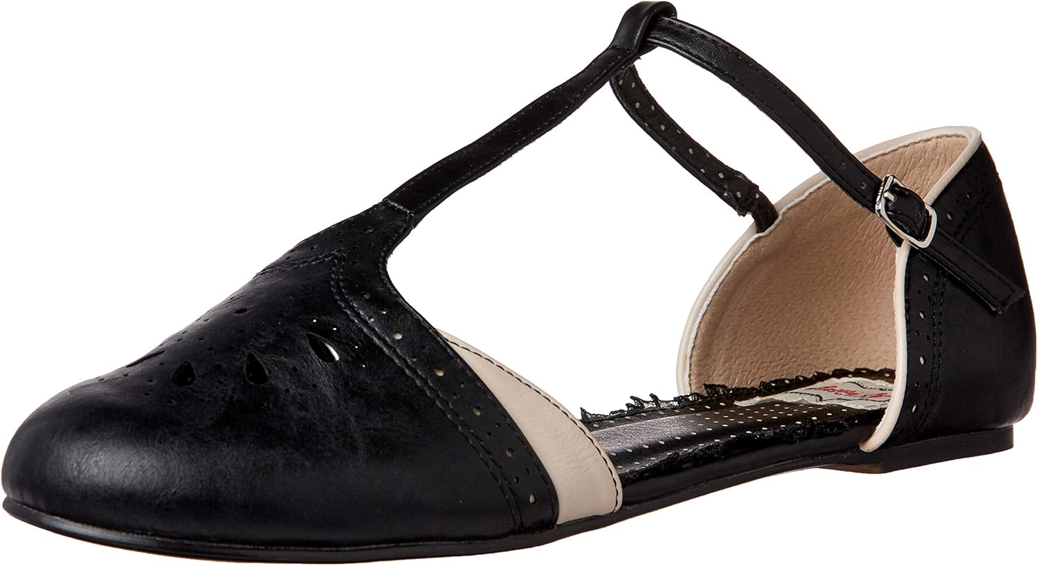 Bettie Page Women's Pinup, Retro, Vintage Mary Jane Flat, Black, 9