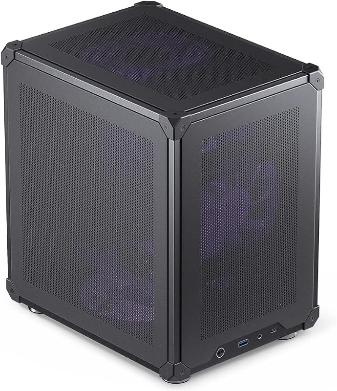 C6 Black Mini MATX Mesh PC Case,Simple Compact Desktop Micro ATX Chassis,Upper Cover/Side Panel Tool-Free Open pc case, ATX Power Bite (L185mm Max.),Support 75mm CPU Cooler,GPU200-255mm