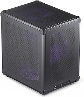 JONSBO C6 Black Mini MATX Mesh Case,Simple Compact Desktop Micro ATX Chassis,Upper Cover/Side Panel Tool-Free Open pc case, ATX Power Bite (L185mm Max.),Support 75mm CPU Cooler,GPU200-255m