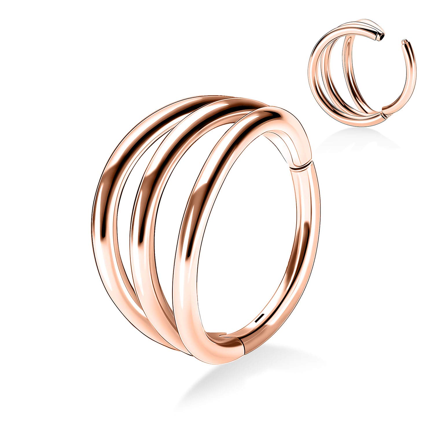 hengkaixuan Triple Double Nose Hoop Ring Sleeper Hoop Earring Helix Rook Conch Cartilage Daith Tragus Earrings Septum Ring Lobe Nose Piercing Jewellery for Women — view 50
