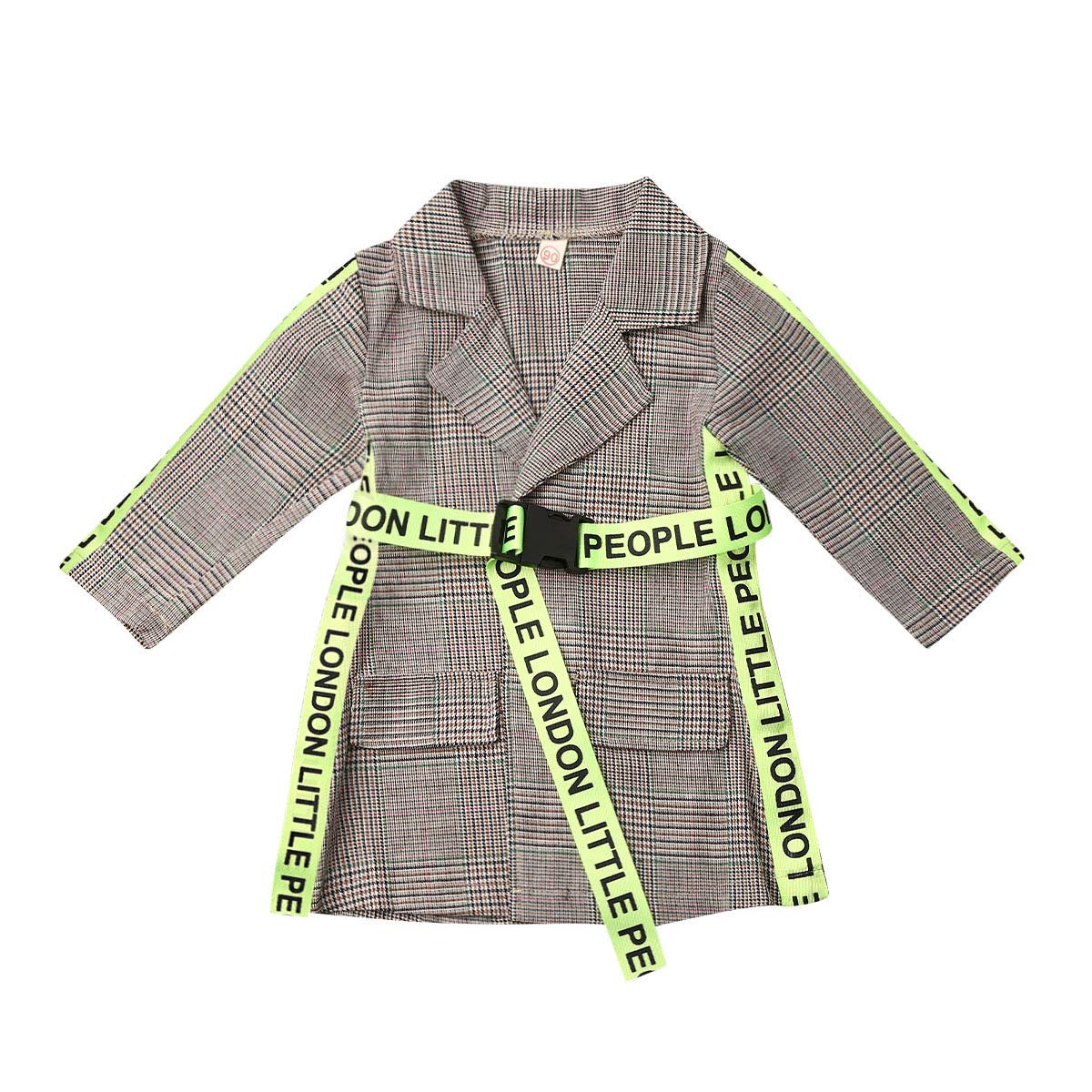Fashion Kids Toddler Girl Plaid Trench Coat Long Sleeve Jacket with Belt Outerwear for Baby 1-5T (Plaid, 4-5T)