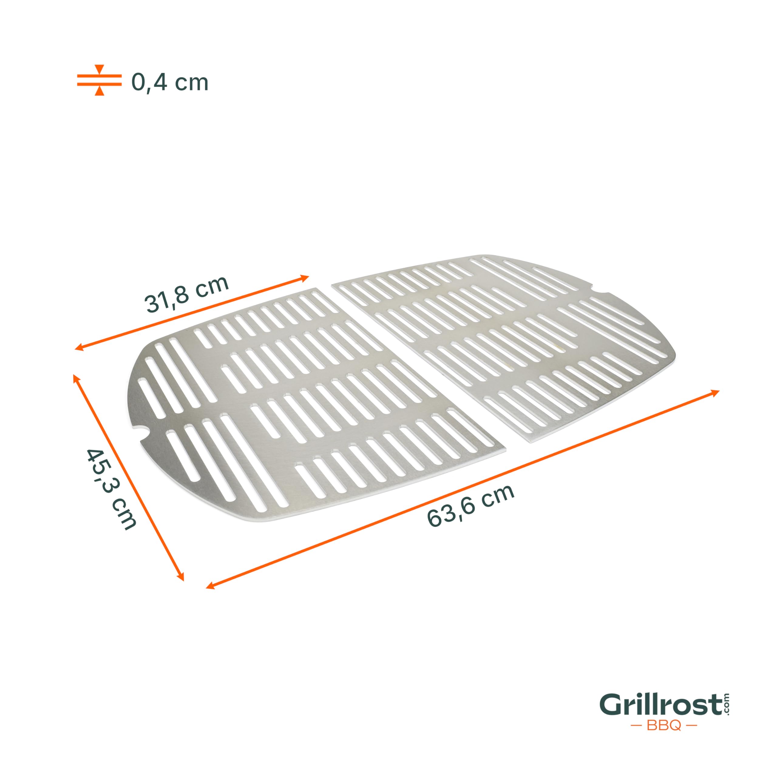 Grillrost.com Das Original Edelstahl INOX Grillroste für die Weber Q300/3000 Baureihe | spülmaschinenfest - Set aus 2 Hälften