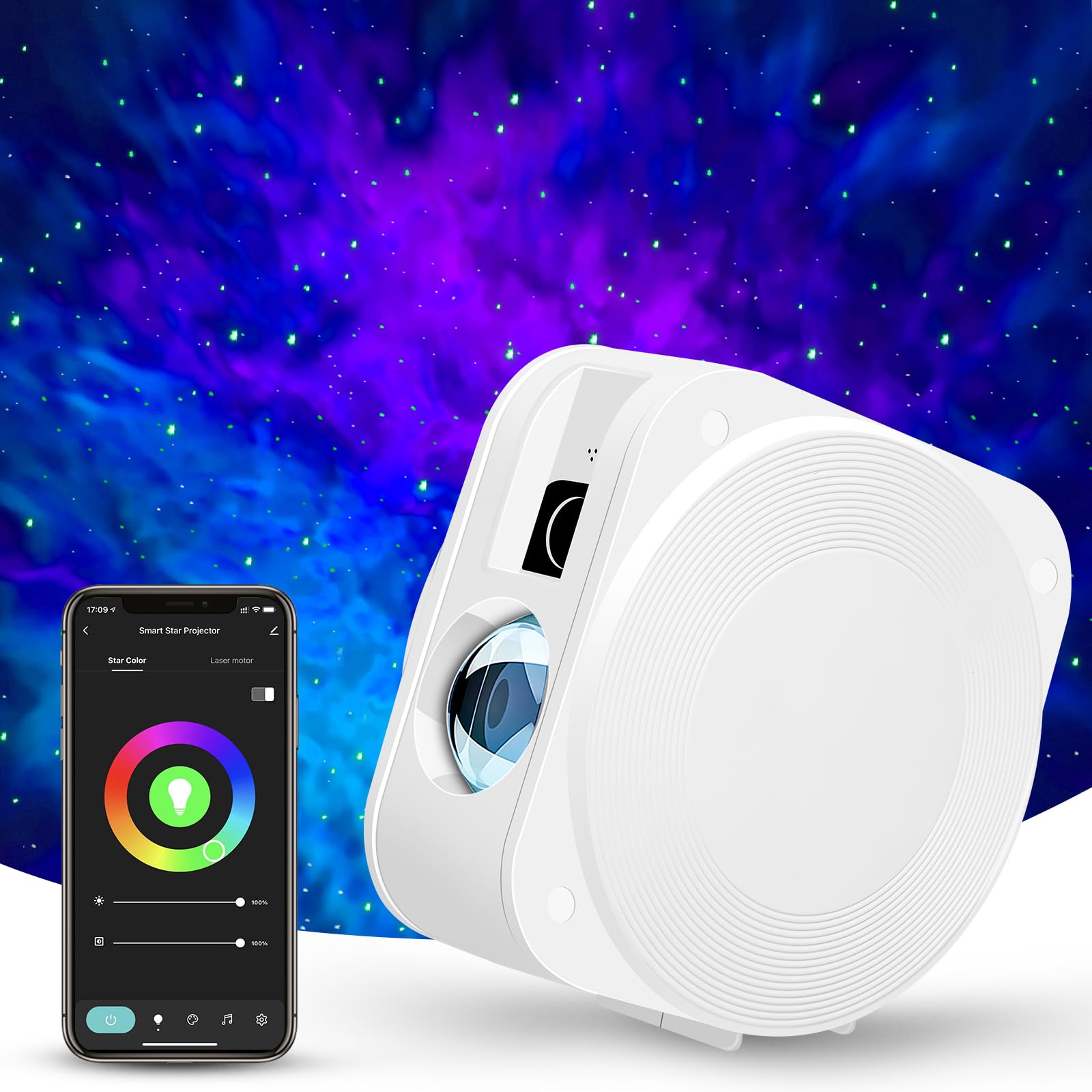 PANAMALAR Smart Sternenhimmel Projektor, WLAN LED Projektor Galaxy Sternenlicht Kinder mit Sprachsteuerung von Alexa/Timer,Nachtlicht Geschenk für Kinder Party Weihnachten (SK20-White)