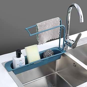 ⭐️便利アイテム⭐️スポンジホルダー シンク貼り付け型 (スモークグレー) Amazon｜キッチン シンクラック 伸縮式 スポンジホルダー