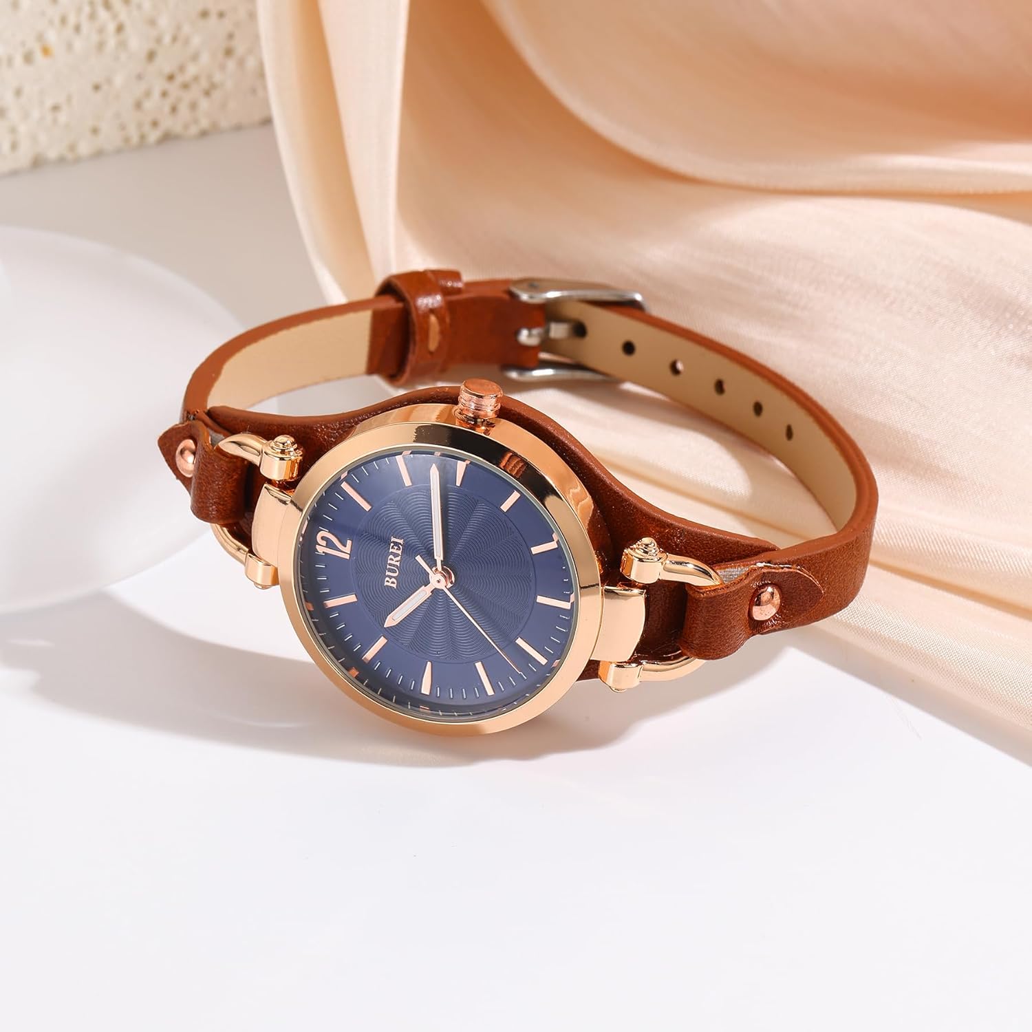 BUREI Women Watches Simple Leather Strap Watch Luxury Quartz Watches Small Thin Ladies Watch Bracelet Band Wristwatch Relogio Feminino - Image 3