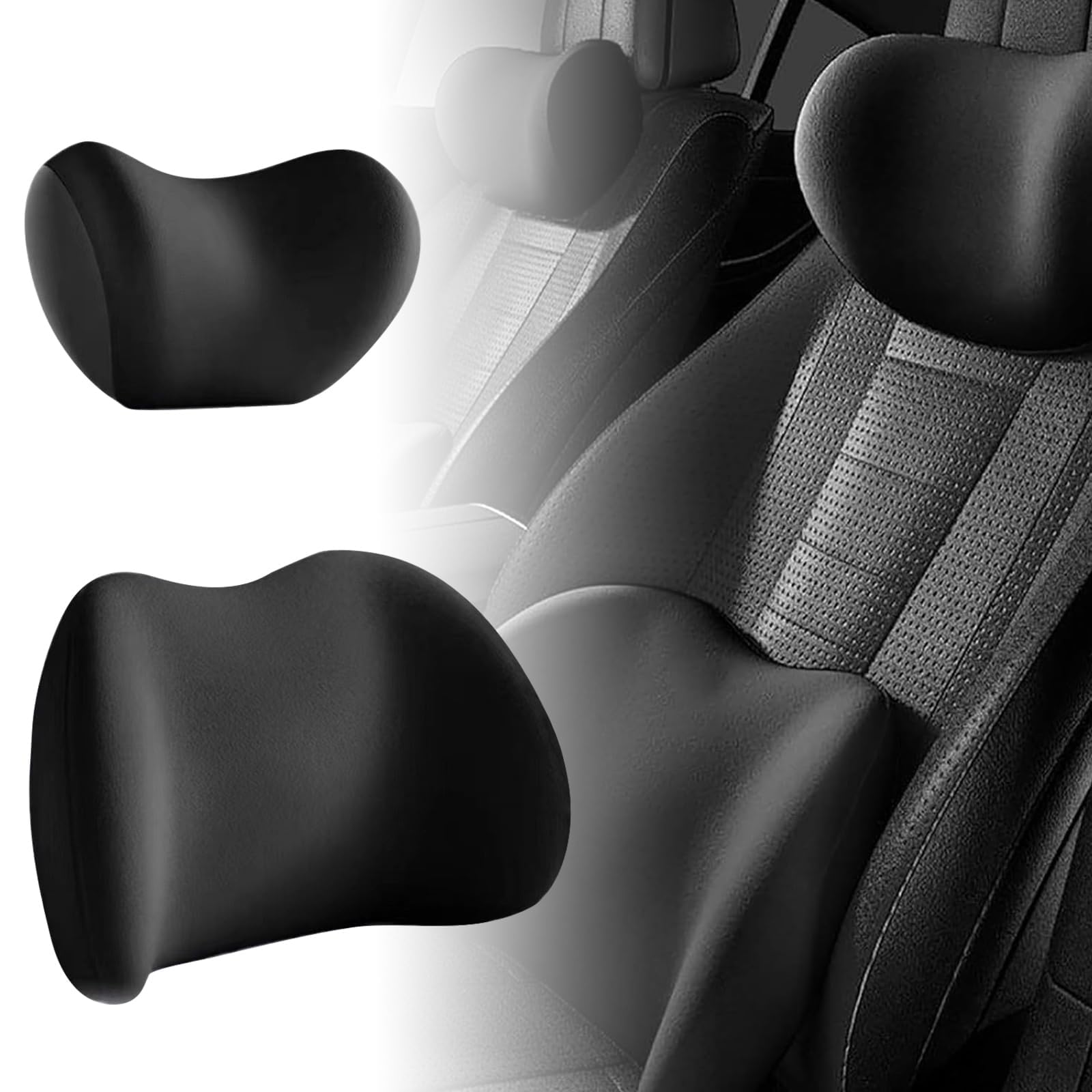 VAPORVERSE 1 Set Car Neck Pillow and Lumbar Support for MG TF 135 TF 120 TF 115 TF 160, Memory Foam Cushion Ergonomic Backrest Headrest Auto Travel Rest,Black