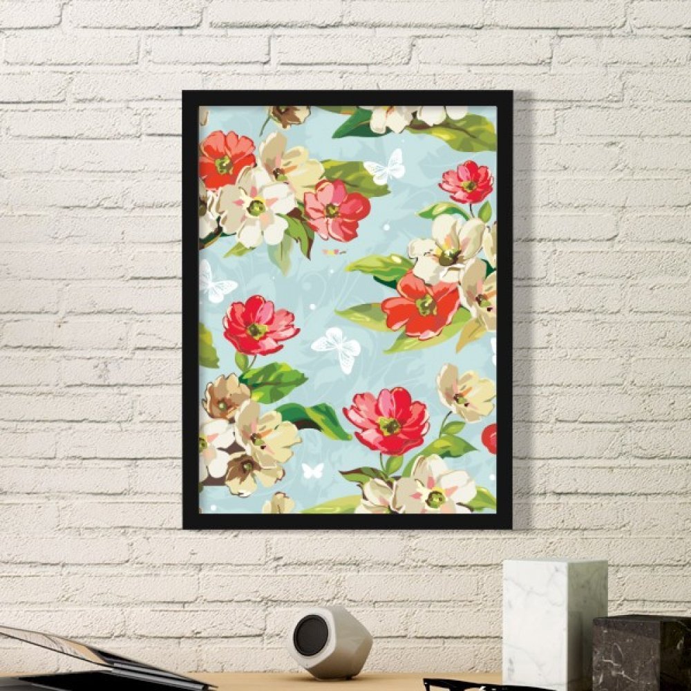 Reproductions de peintures fleurs de pêcher cadre photo noir haut de gamme
