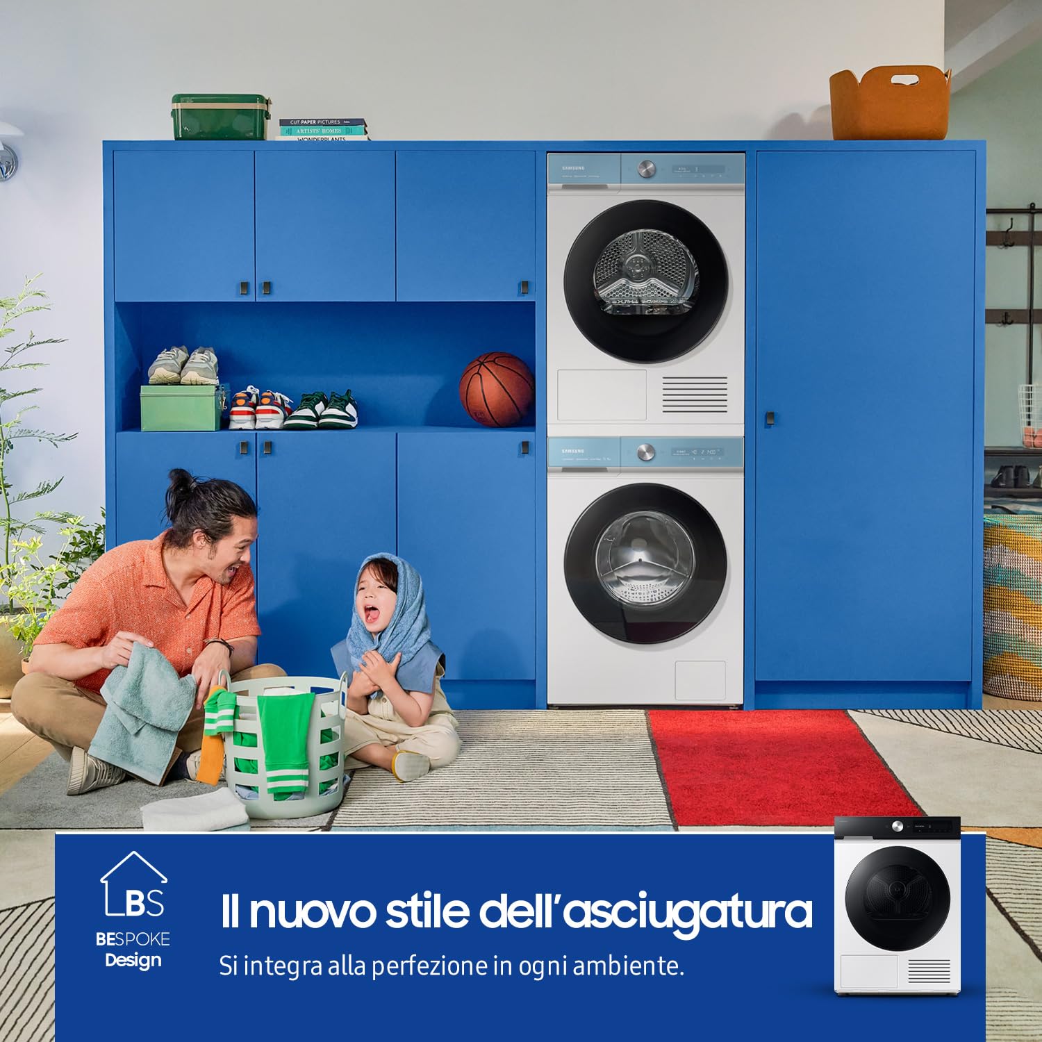 Samsung Asciugatrice Bespoke AI DV90DB7845GE/U3, 9 kg, Pompa di Calore, Wifi, QuickDrive, AI Dry, Sensore Optimal Dry, Display AI Control, Carica Frontale, 60L x 85H x 60P cm