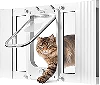 Vista 10 de VEVOR Puerta de gato para ventana, ajustable para adaptarse a un ancho de ventana de 27 a 32 pulgadas, 4 modos de bloqueo seguro, marco de aluminio