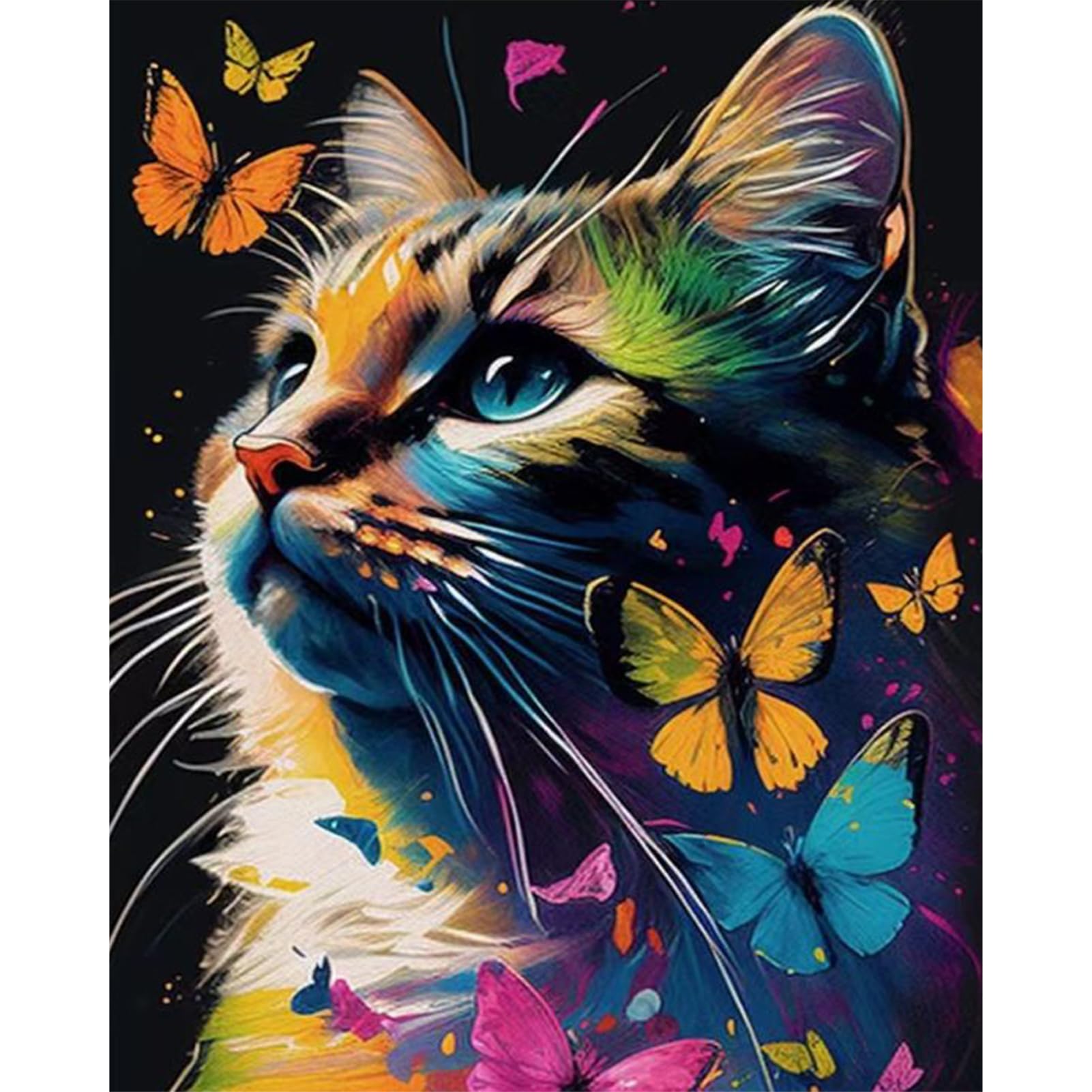 JATOK Paint by Numbers for Adults, Painting Kits for Beginners On Colored Canvas, Easy DIY Acrylic Pigment Drawing Paintwork for Home Wall Decor, 16x20in Frameless, Cat