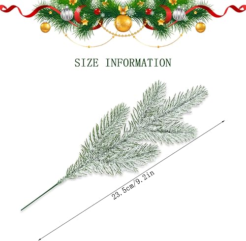 Miniatura 7 de 24 piezas de agujas de pino artificiales, ramas, vegetación falsa, palillos florales de Navidad para Navidad, guirnalda de corona, decoración del