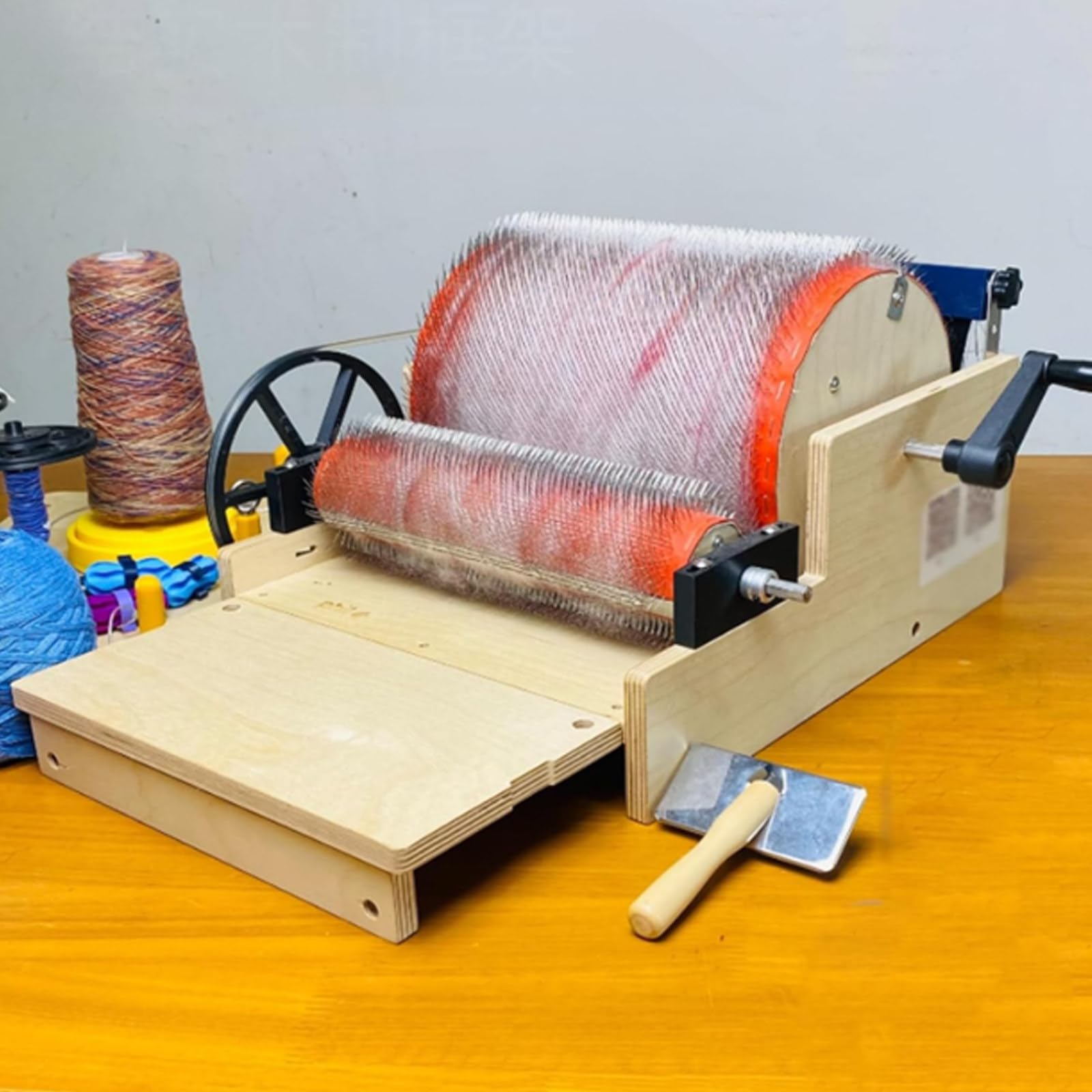 Cardadora manual de 12cm con punzón que elimina las impurezas de la fibra de lana