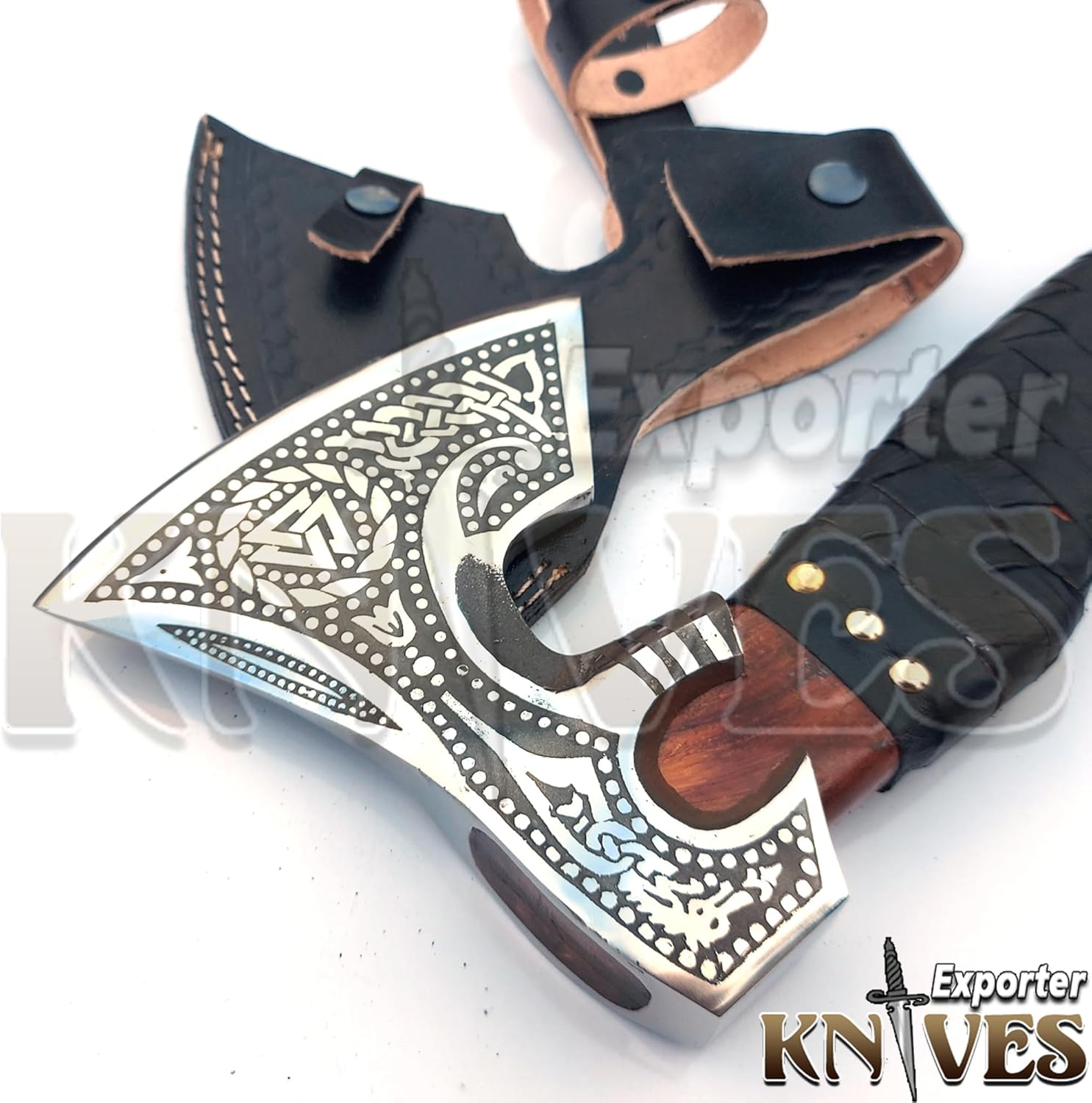 Real Viking Axe Viking Hatchet Bearded Axe Camping Axe Handmade Functional Axe with Leather Wrap Rosewood Perfect Grip Handle 677