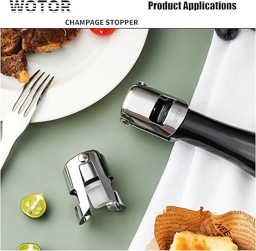 Miniatura 7 de WOTOR Tapones de champán de acero inoxidable – Tapones de botella de champán con sello de silicona, corcho reutilizable y ahorrador, adecuado