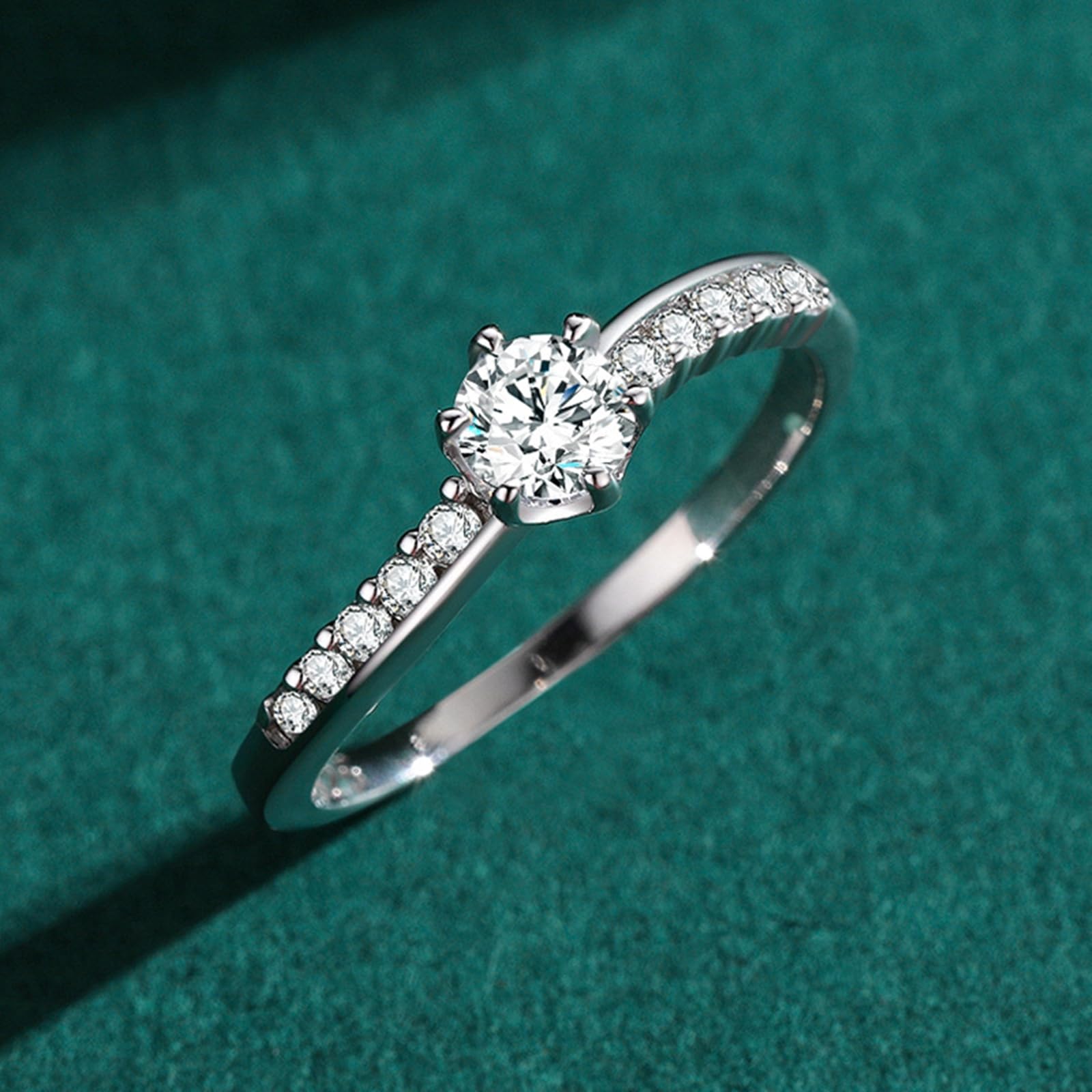 Anillos de boda de oro blanco, diamante cultivado en laboratorio, 0,5 ct, anillo de compromiso de oro auténtico, elegante anillo de boda para mujer