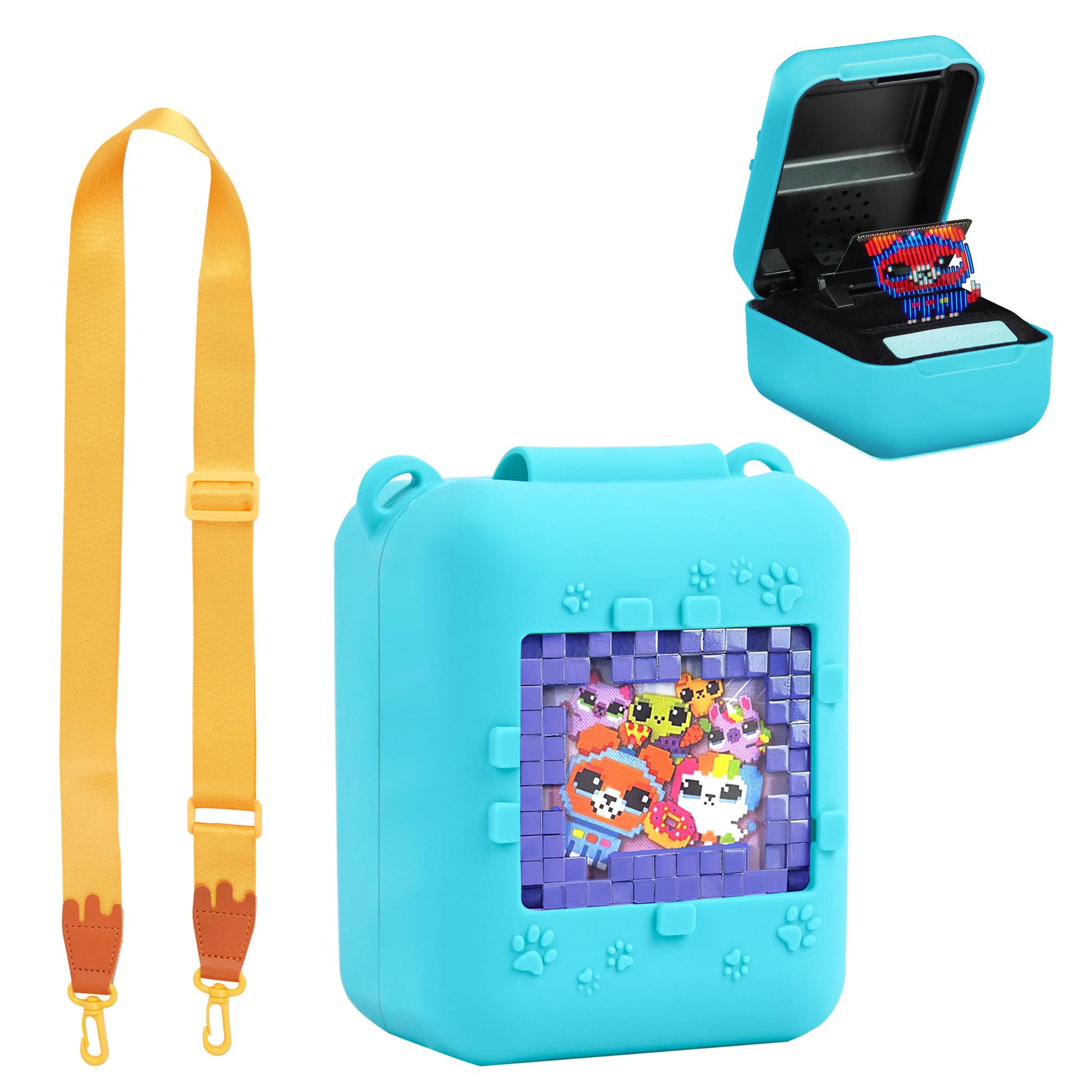 Jasenna Silicone Case for Bitzee Digital Pet Interactive Virtual Toy, Protective Holder Skin for Bitzee Interactive Toy Digital Pet and Case Accessories(1-Blue/Yellow)