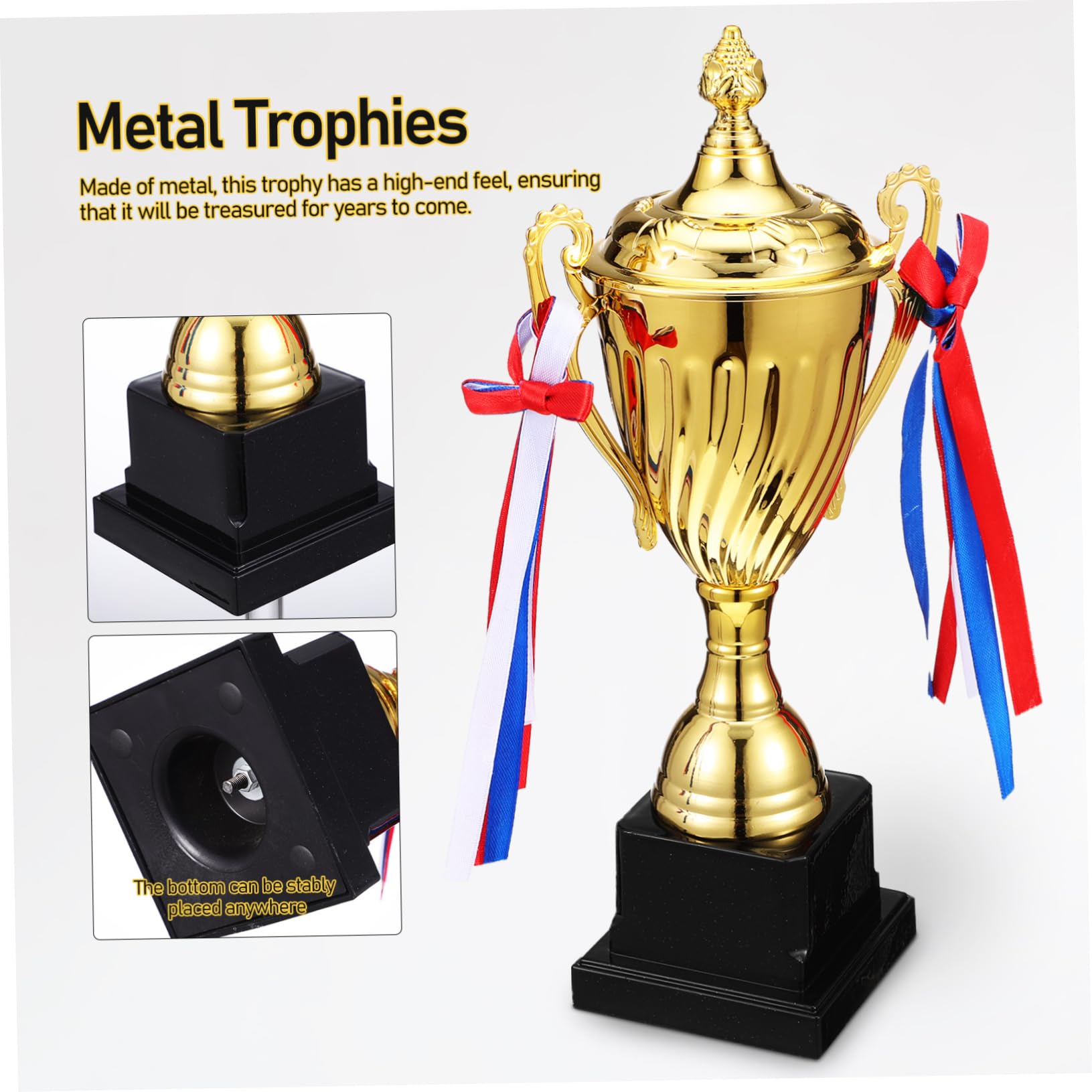 GAROZATION Large Soccer Trophy Cup Metal Award for Sports Competitions Tournaments Celebrations Sturdy Base Elegant Carving Lasting Luster for Recognizing Achievements