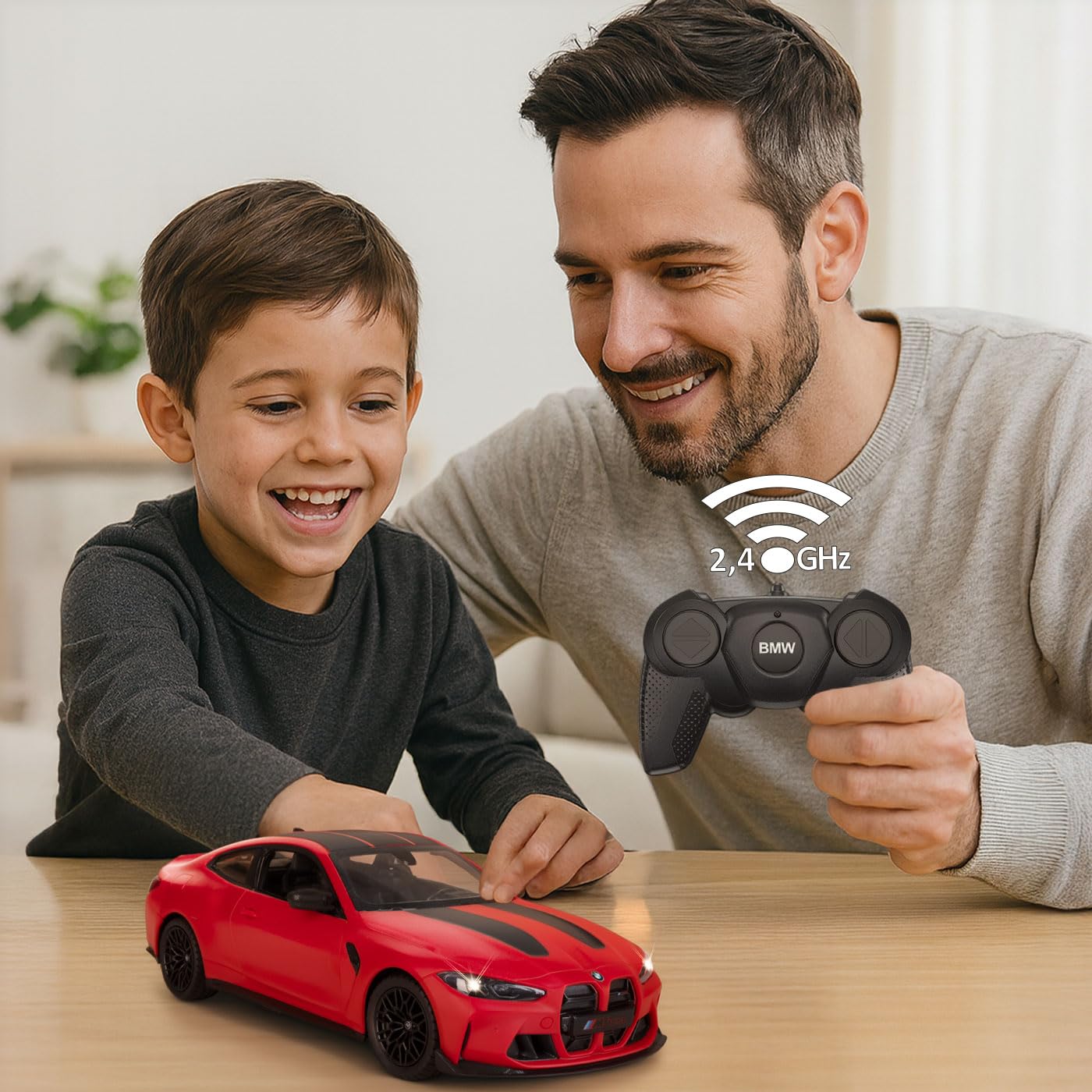 JAMARA 402270 BMW M4 CSL 1:16 czerwony 2,4 GHz RC samochód wyścigowy zdalnie sterowany, zabawka dla dzieci od 6 lat, pomysł na prezent