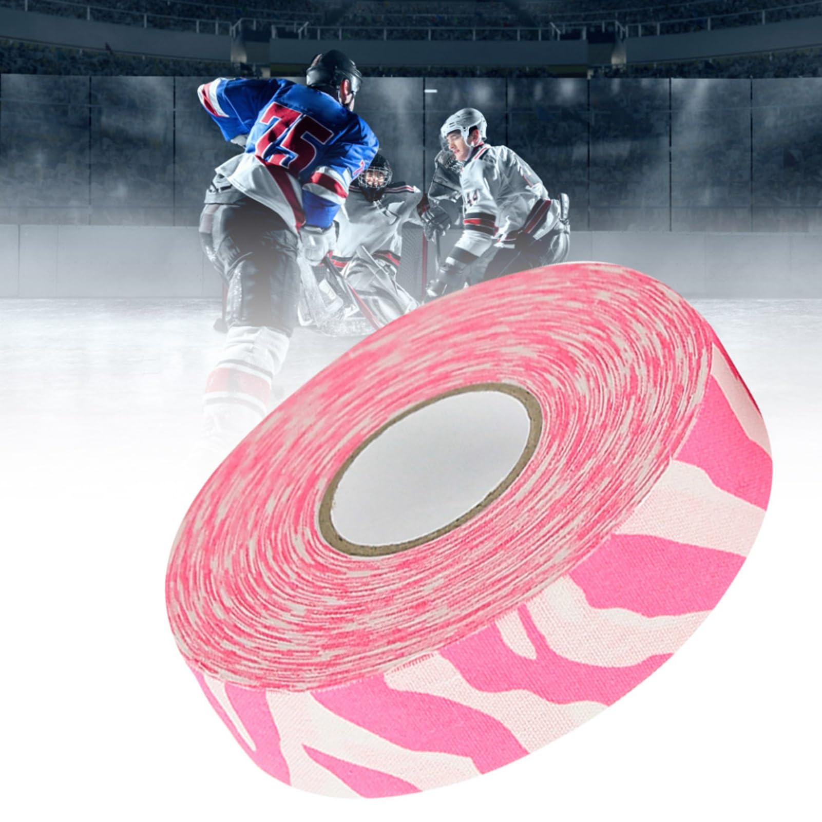 equlup Hockey Tape, 2.5cmx25m Badminton Pole Stick Anti Skid Lacrosse Roll Cloth Multipurpose Hand Taping Pads for Outdoors Sports (Yellow Zebra)