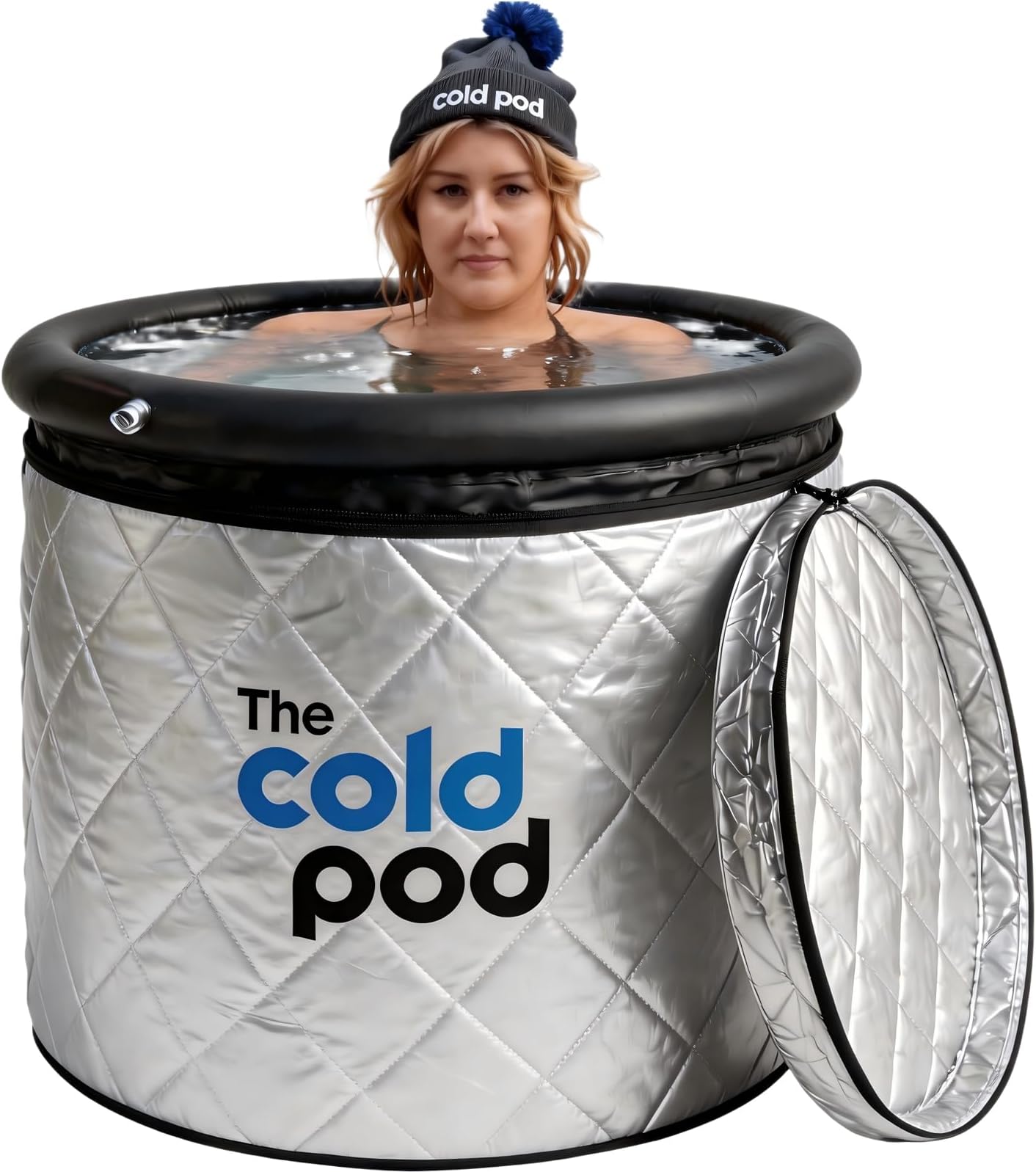 Insulated Ice Bath Tub with Cover,300L Cold Plunge Tub Fully Wrapped by Silver Reflective Zip-Up Cover for Athletes and Fitness Enthusiasts, Suitable for Indoor and Outdoor Use