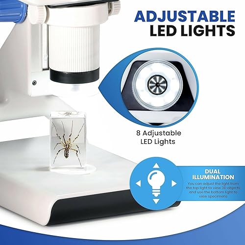 Miniatura 6 de AmScope - Microscopio digital de color LCD portátil de 1080P HD premium de 4.3 pulgadas con iluminación dual LED - DM140