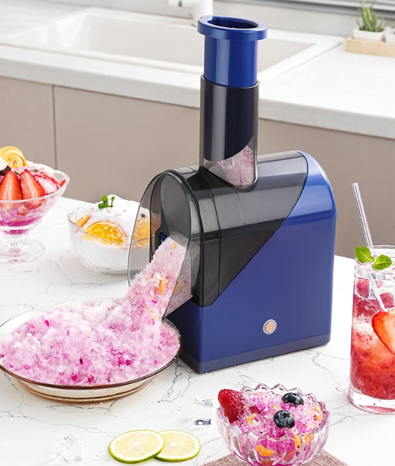 Snow Cone Machine Shaved Ice Machine for Home, Portable Electric Ice Shaver Machine,Suitable for Making Smoothies, Slush and Ice Cream at Home