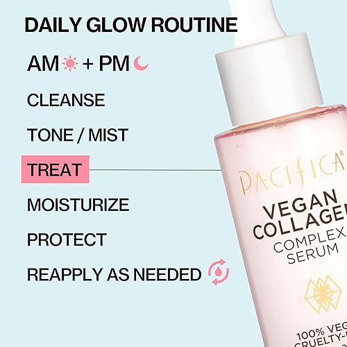 Vista 14 de Pacifica Suero facial complejo de colágeno vegano, suero hidratante antienvejecimiento con ácido hialurónico para rellenar y reafirmar el colágeno