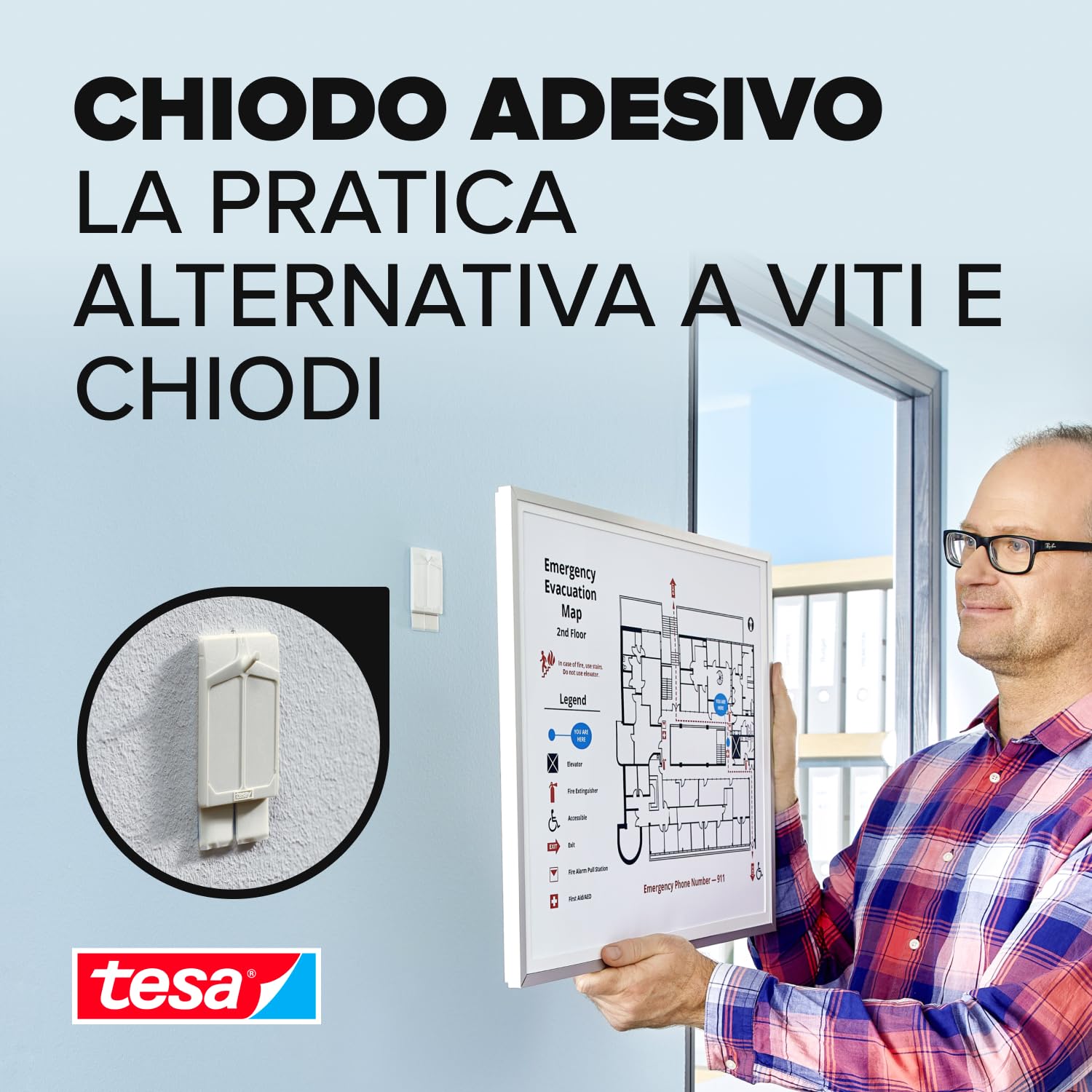 tesa Chiodo Adesivo 2kg Bianco per Carta da Parati Intonaco Set 2 Pezzi