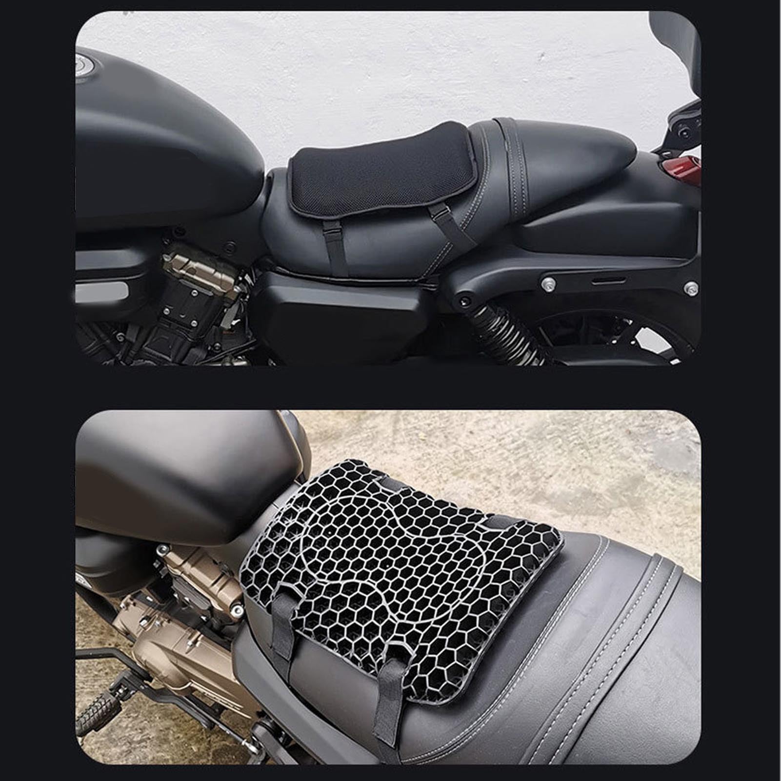 Keenso Poduszka motocyklowa, żelowa poduszka motocyklowa, wygodna, oddychająca, amortyzująca wstrząsy, na długie przejażdżki