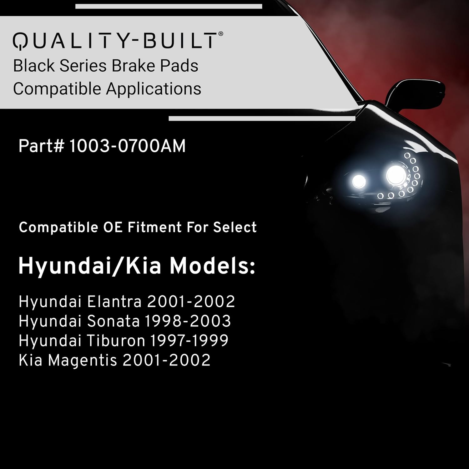 QUALITY-BUILT Front Semi-Metallic Brake Pads, Black Series 1003-0700AM, Compatible with 1997-2003 Hyundai/Kia (Elantra,Magentis,Sonata,Tiburon)