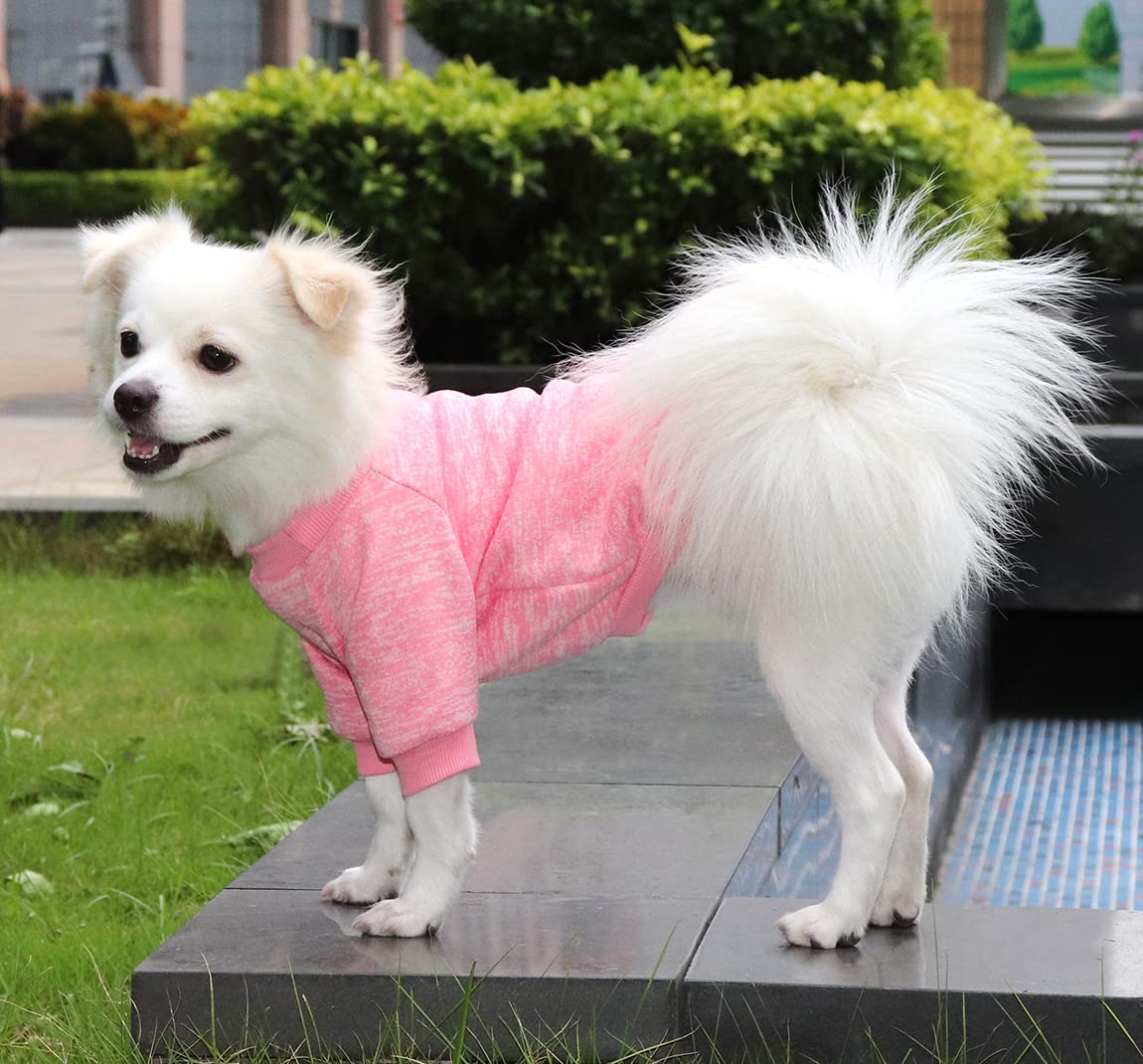 Dog Jumper Dog Hoodie Sweatshirt Chihuahua Jumper Fleece Inside Soft Cozy Colour Vibrant Easy to Take On and Off (Pink, L) — view 5
