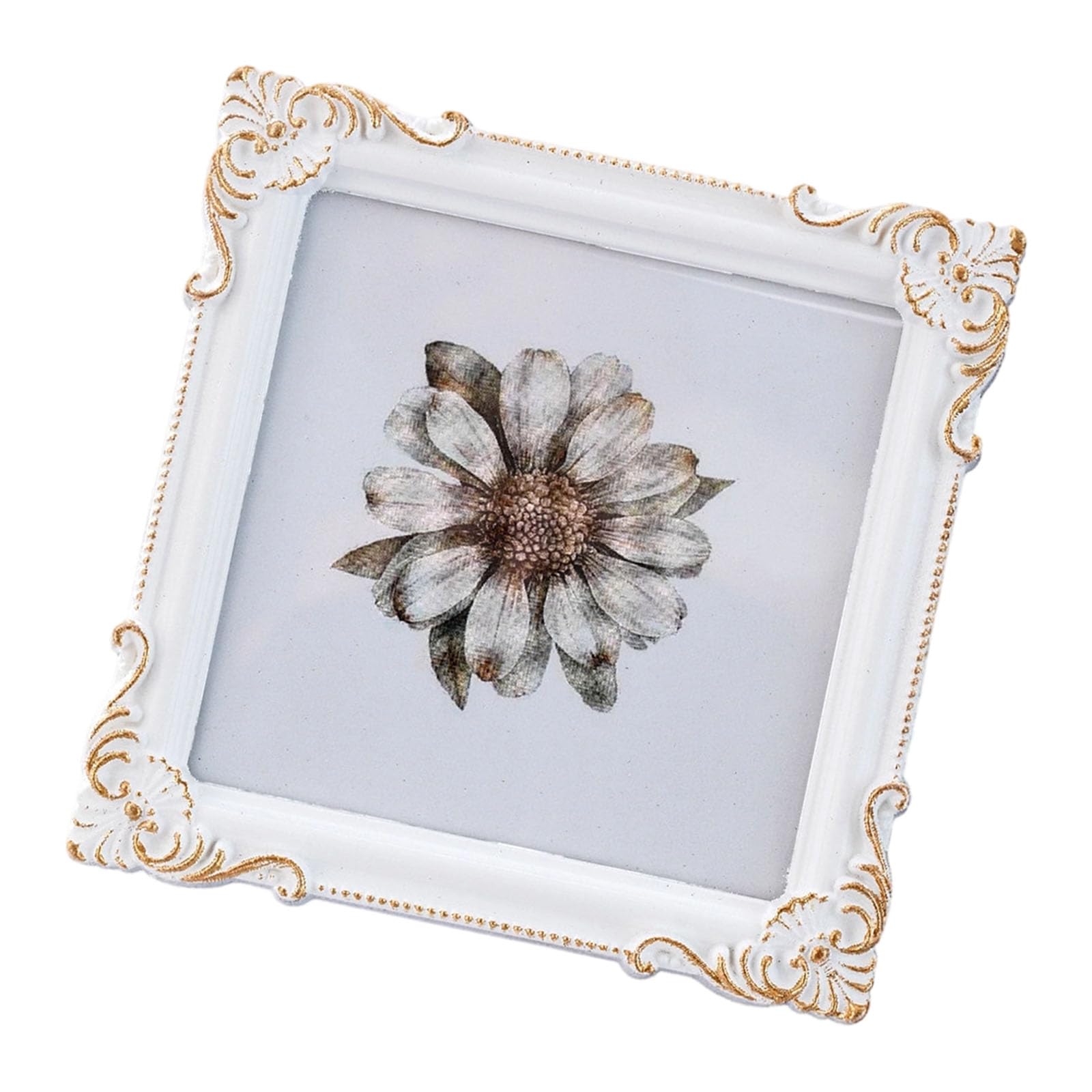 Retro Picture Frame, Decorative Photo Antique White Ornate Rectangles for Tabletop and Wall Display Antique Ornate