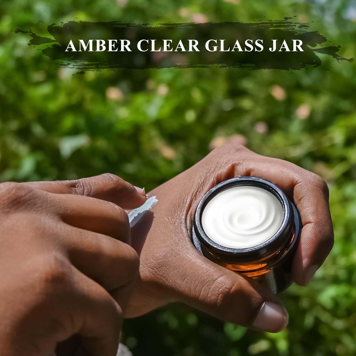 Happy Packaging 50 Gm Amber Round Empty Glass Cosmetic Cream Container | Jars With Black Cap And White Inner Lids For Creams| Balms | Face Scrub | Body Cream Etc (3) - Image 7 thumbnail